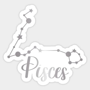 Pisces Zodiac Constellation in Silver Sticker